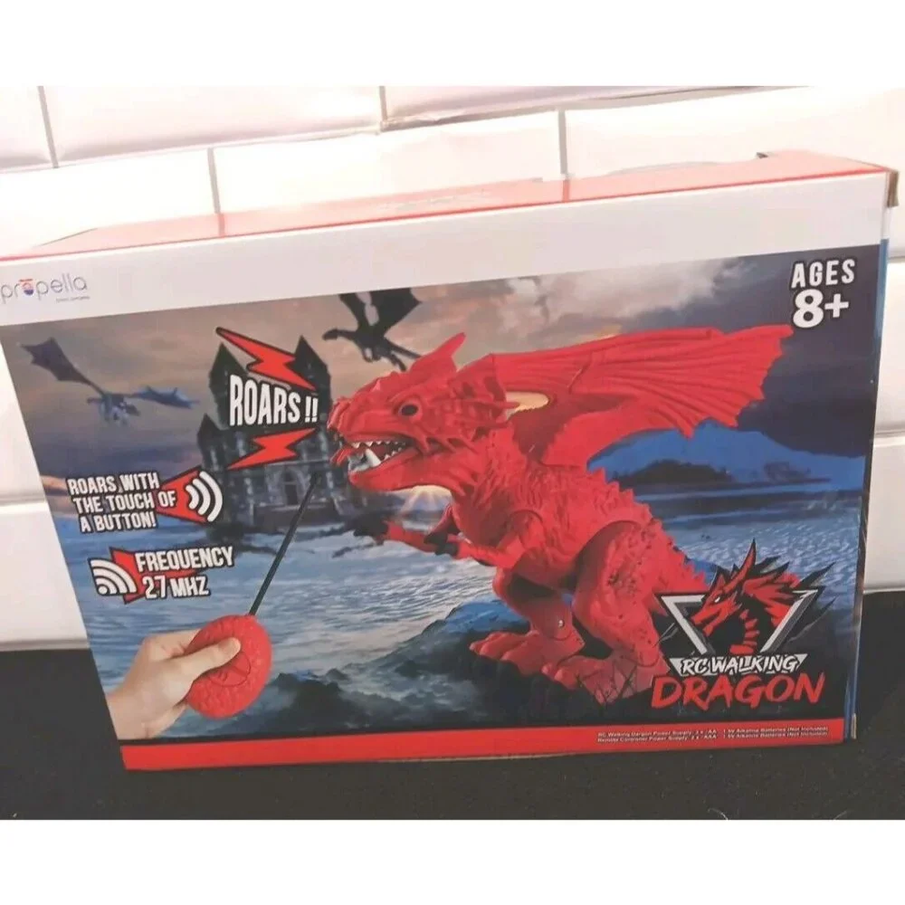 WIRELESS Remote‎ Control Robot T-Rex W/ Roar Sound & Walking Red Dinosaur NWT